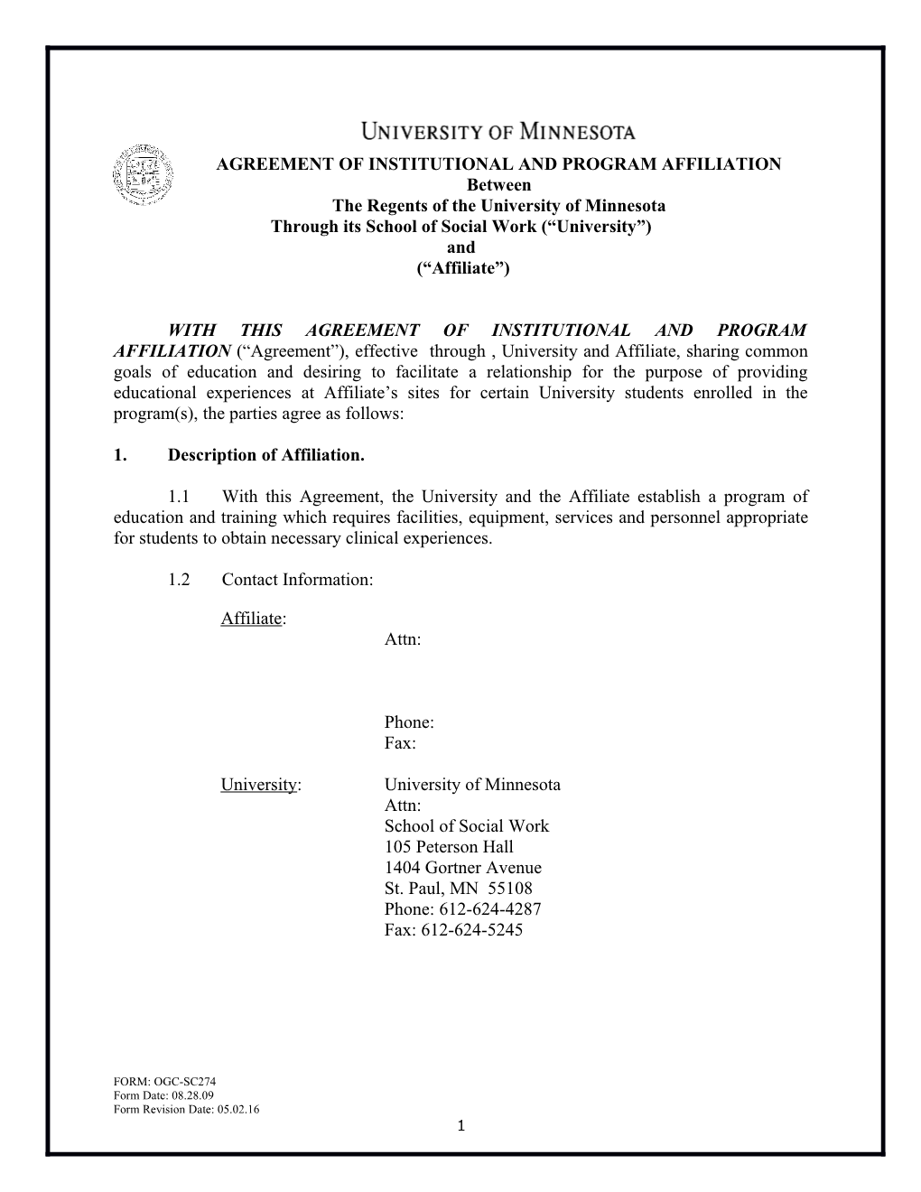 Agreement of Institutional and Program Affiliation s1