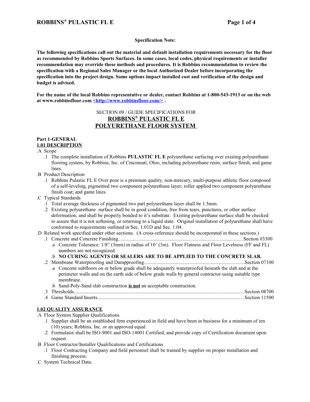 Section 09 / Guide Specifications For s1