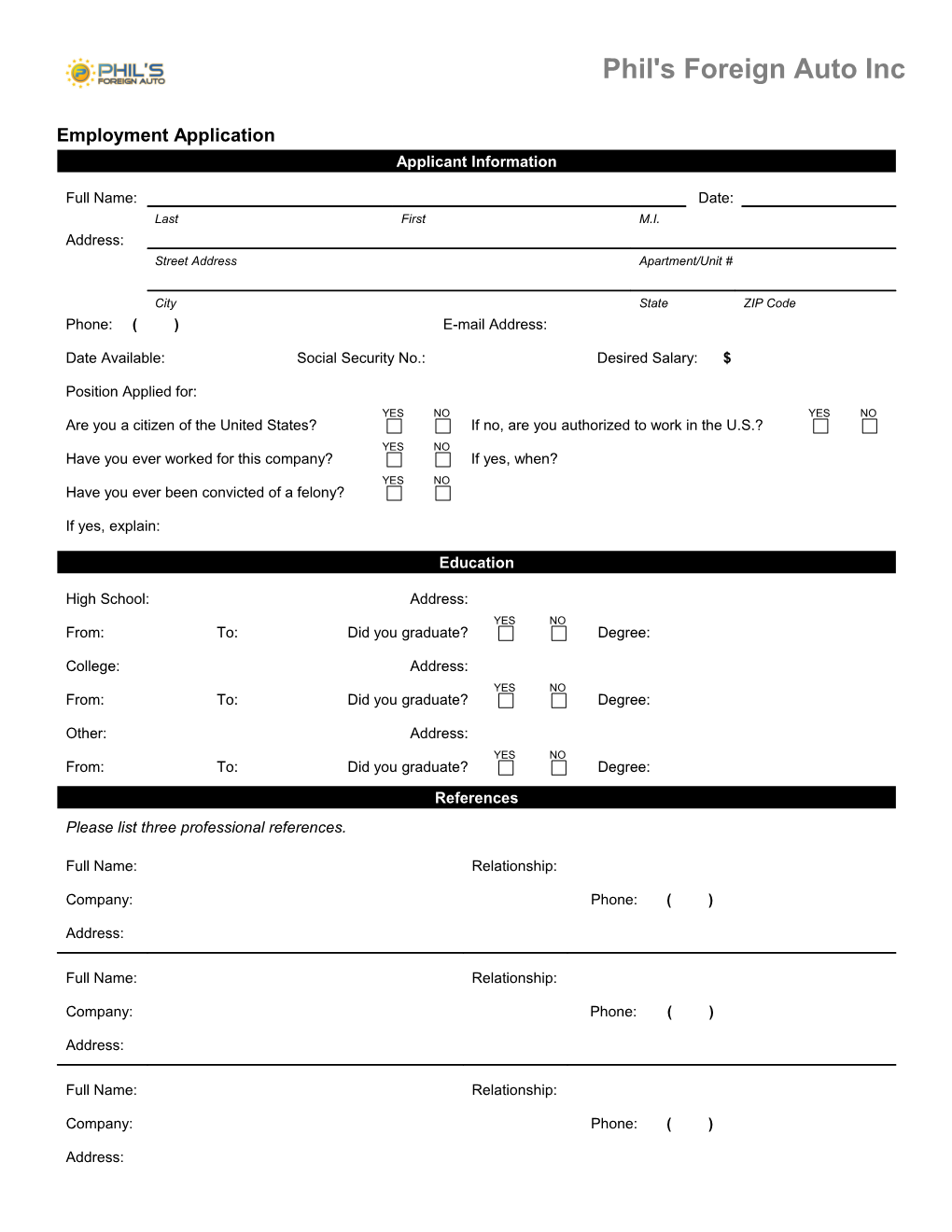 Employment Application s25