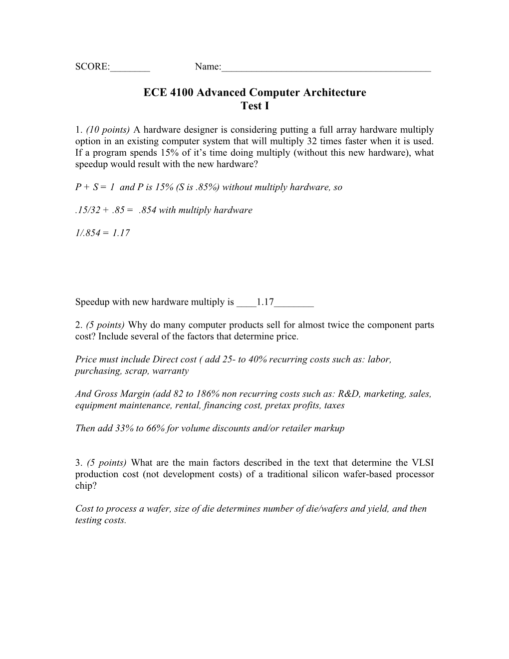ECE 4100 Advanced Computer Architecture