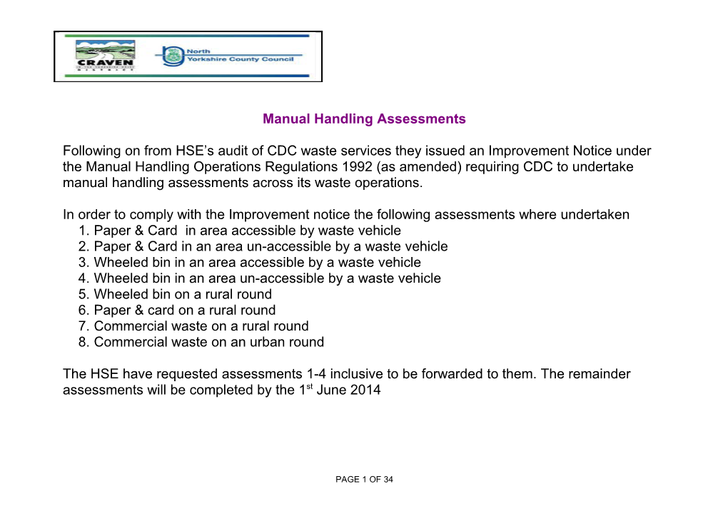 Object Handling Risk Assessment Form