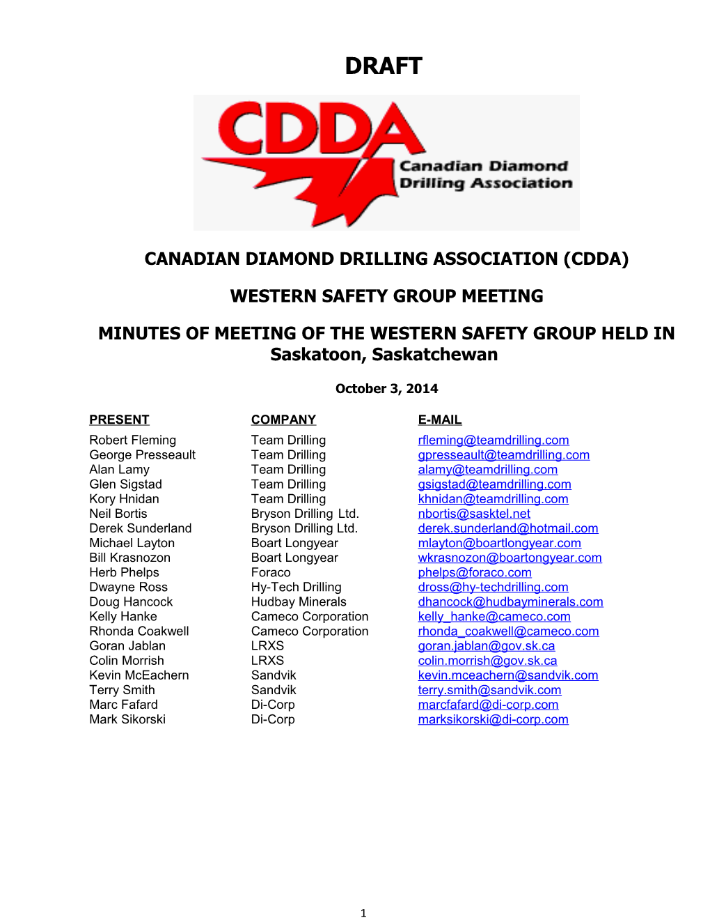 Canadian Diamond Drilling Association (Cdda)