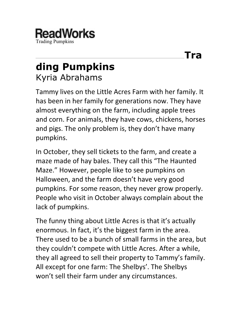 Trading Pumpkins