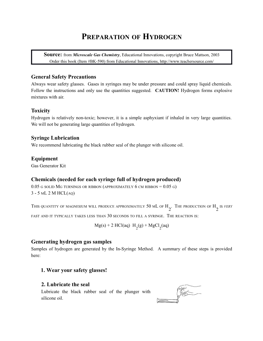 Preparation of Hydrogen