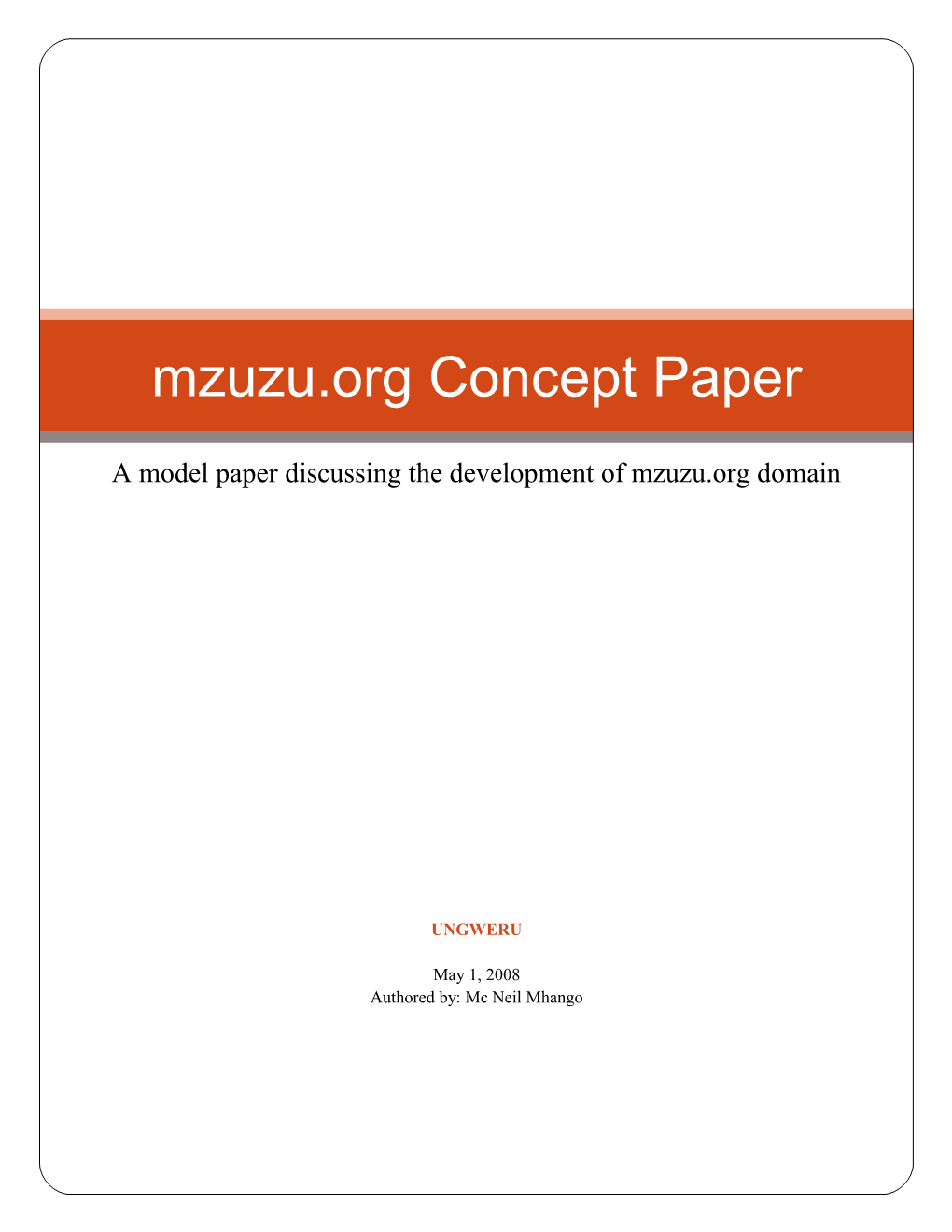 Mzuzu.Org Concept Paper