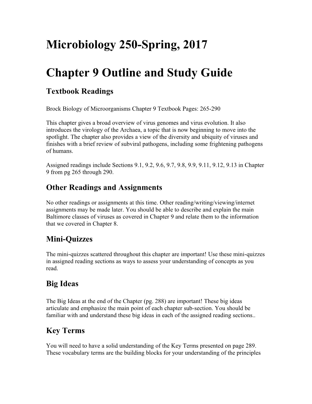Chapter 9 Outline and Study Guide