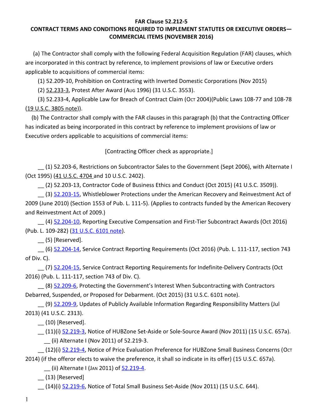 Contract Terms and Conditions Required to Implement Statutes Or Executive Orders s1