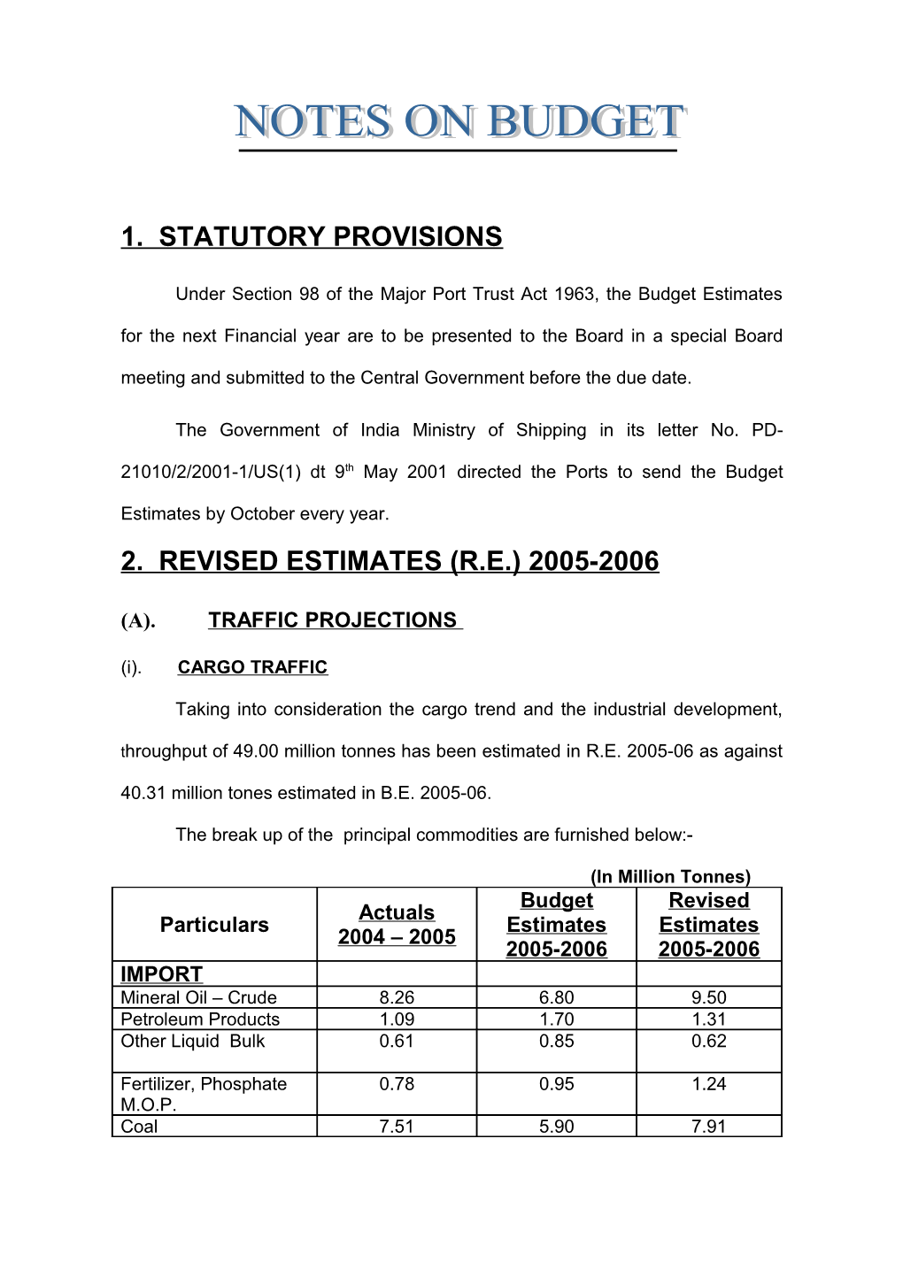 1. Statutory Provisions