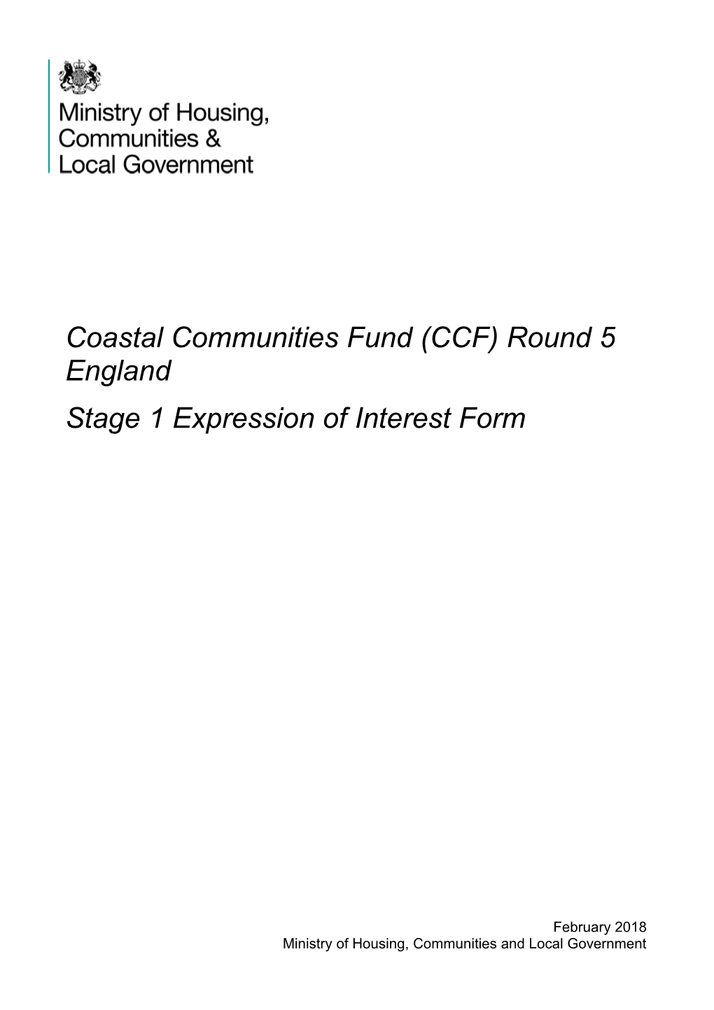 Coastal Communities Fund (CCF) Round 5 England