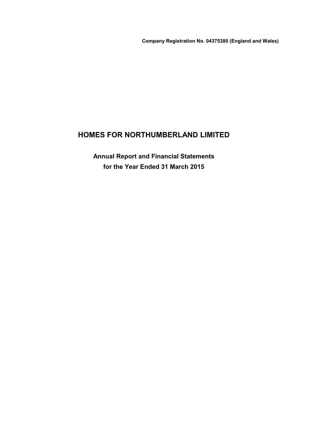 Homes for Northumberland Limited