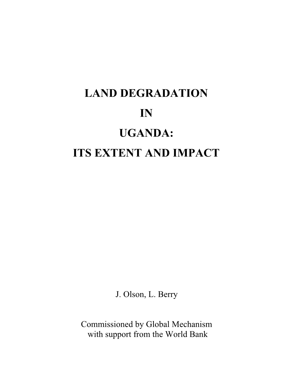 Land Degradation in Uganda