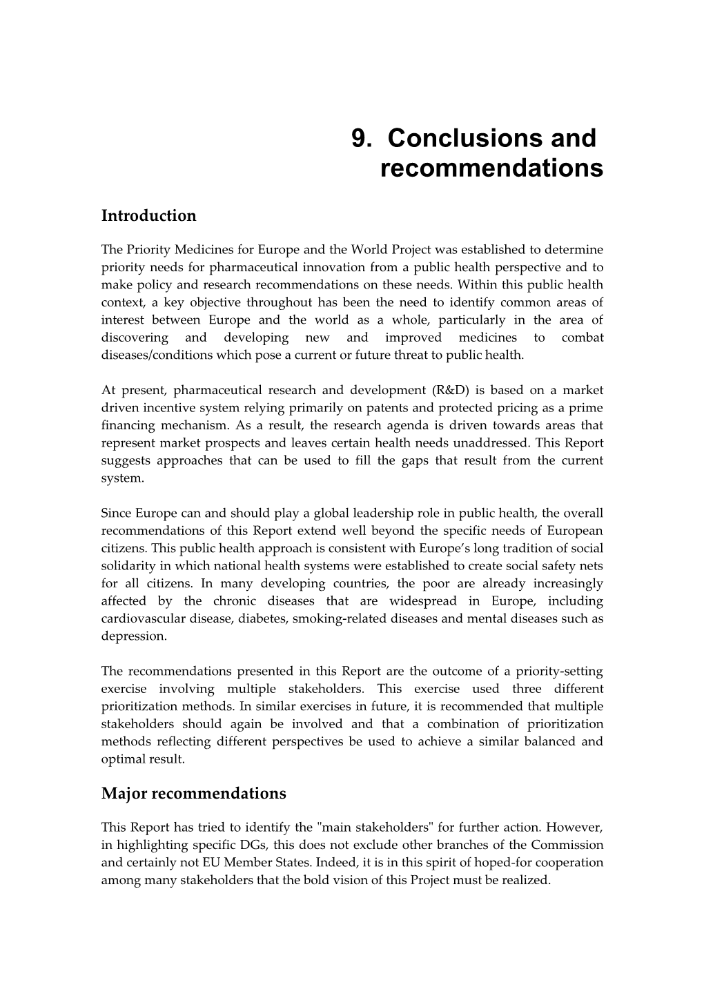 9. Conclusions and Recommendations