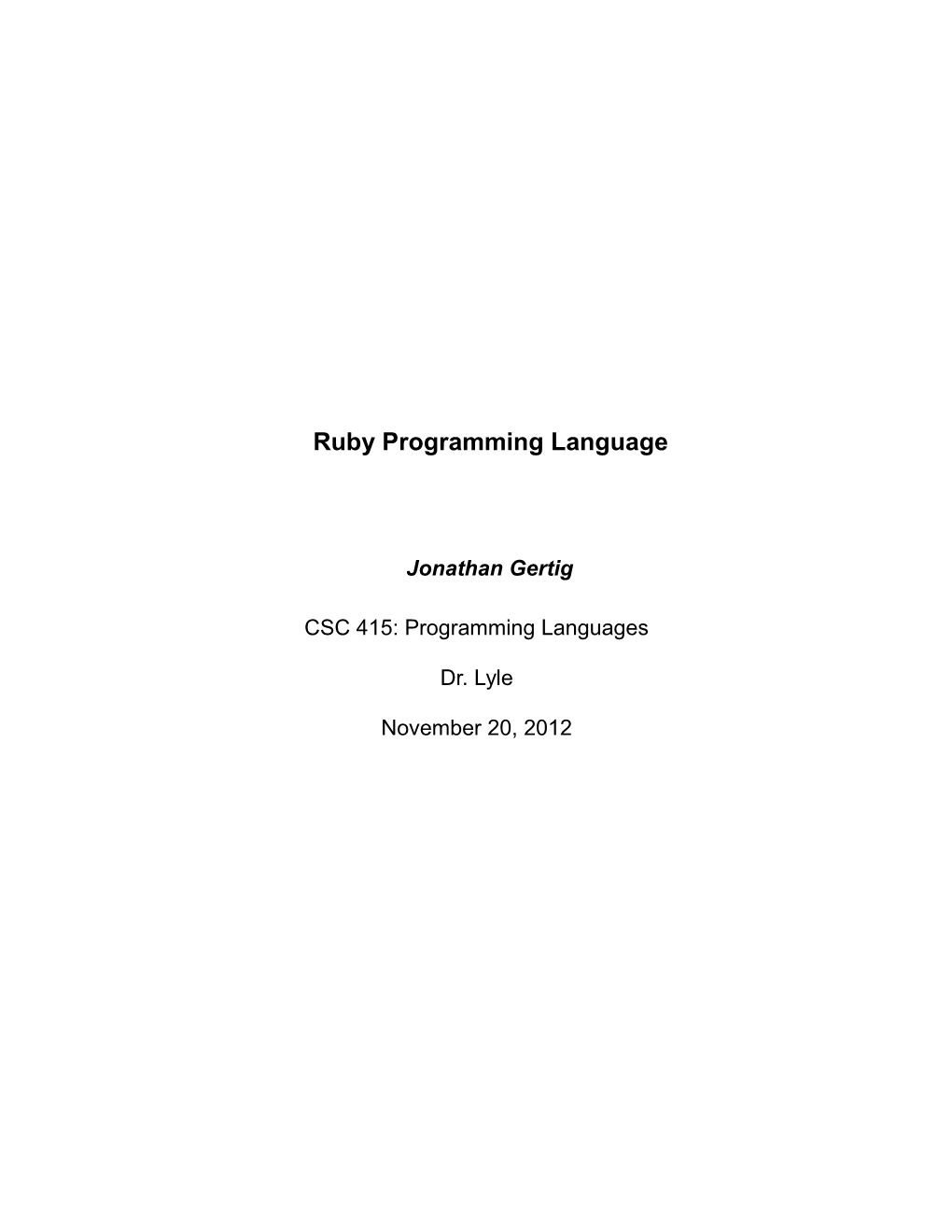 Ruby Programming Language