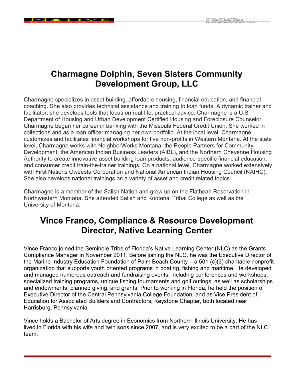 Charmagne Dolphin, Seven Sisters Community Development Group, LLC