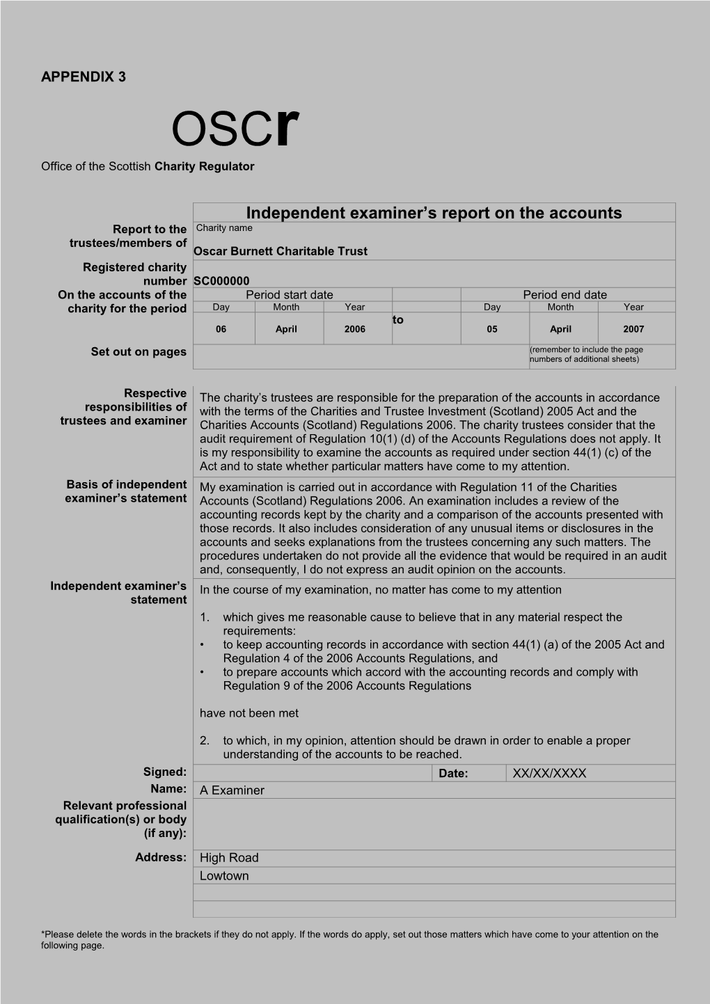 Independent Examiner S Report on the Accounts