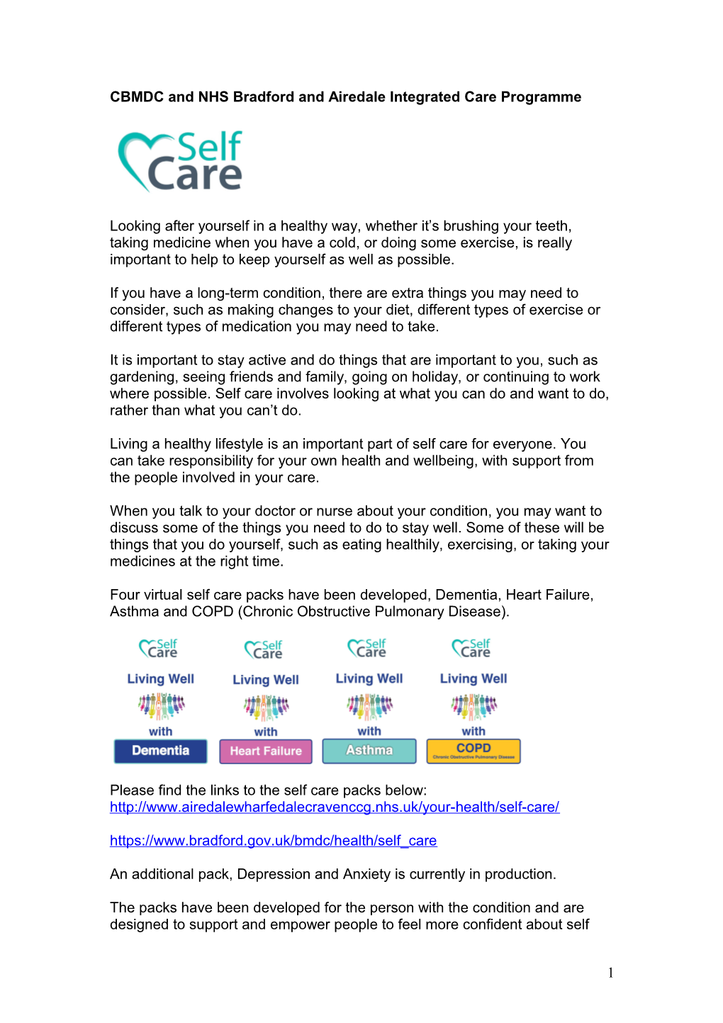 CBMDC and NHS Bradford and Airedale Integrated Care Programme