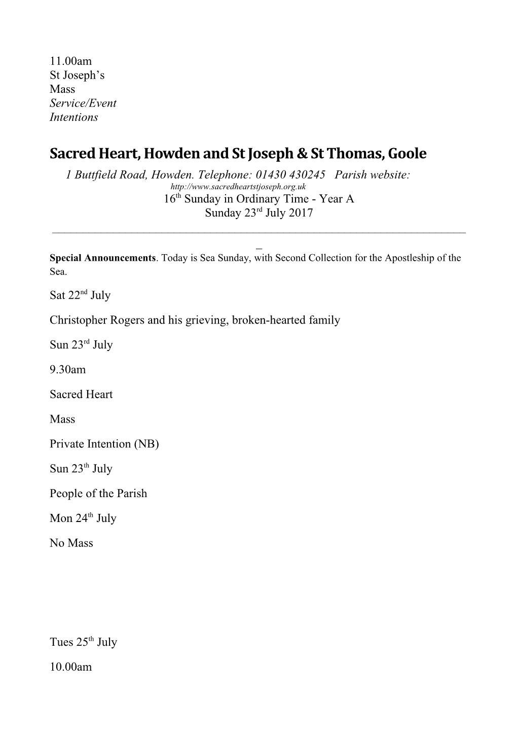 Sacred Heart, Howden and St Joseph & St Thomas, Goole