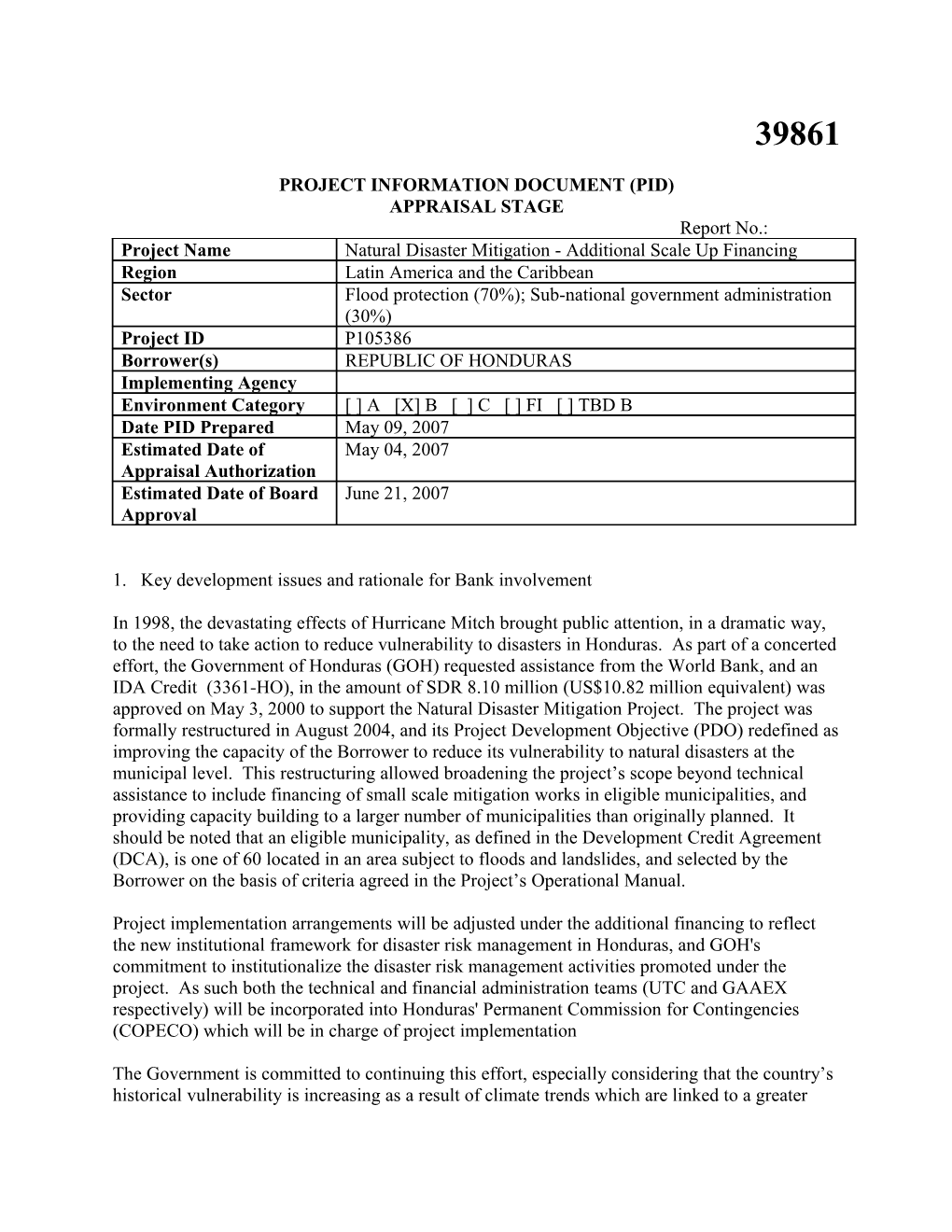Project Information Document (Pid) s63