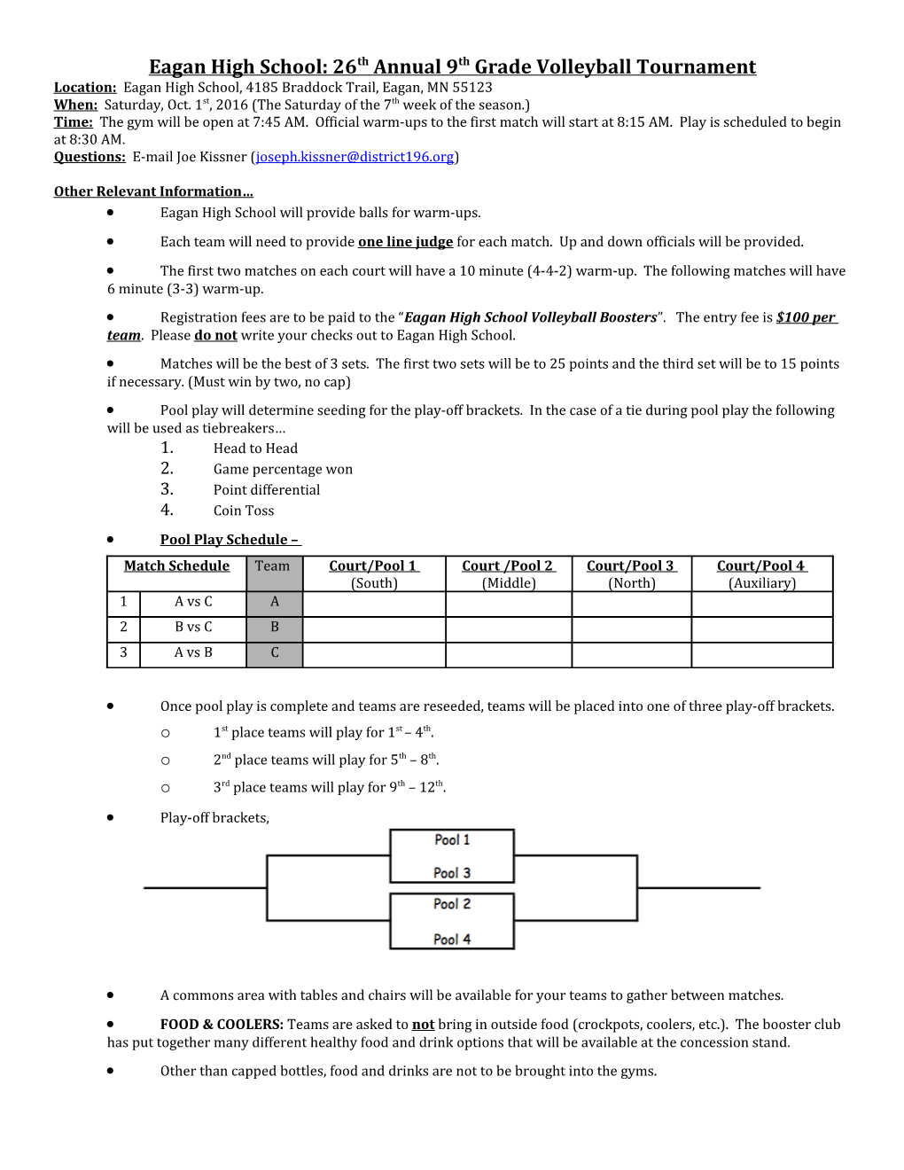 Eagan High School: 26Th Annual 9Th Grade Volleyball Tournament