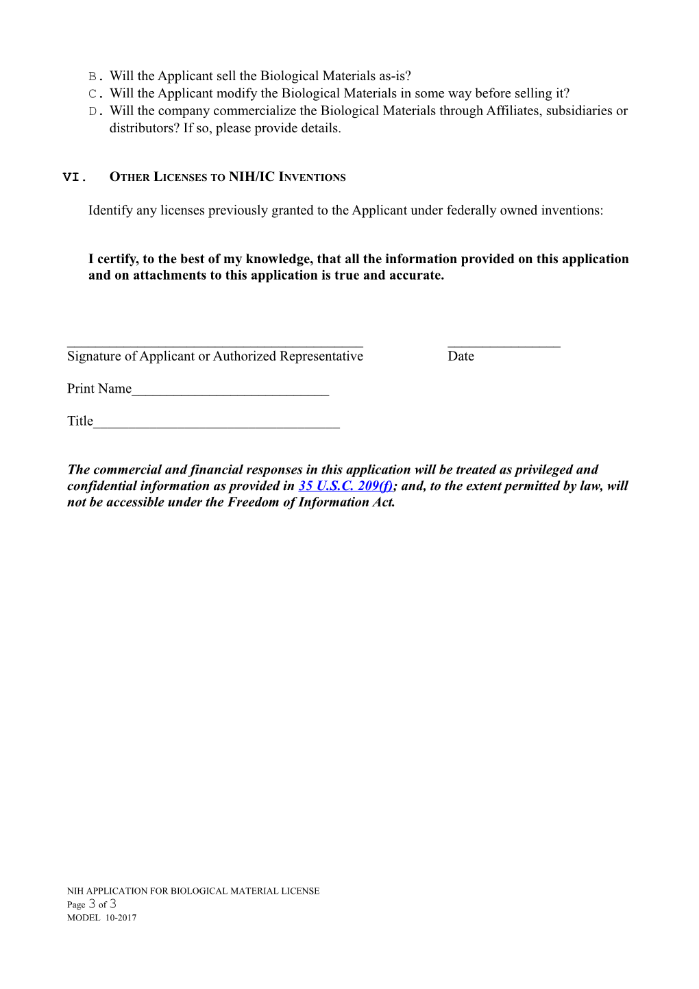 NIH Application for License