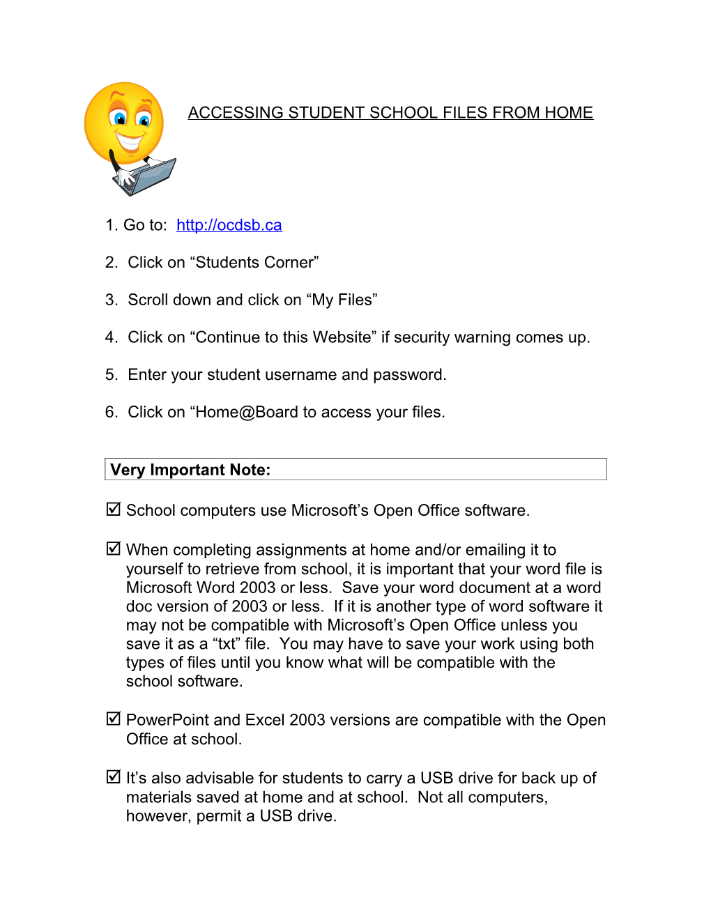 Accessing Student School Files from Home