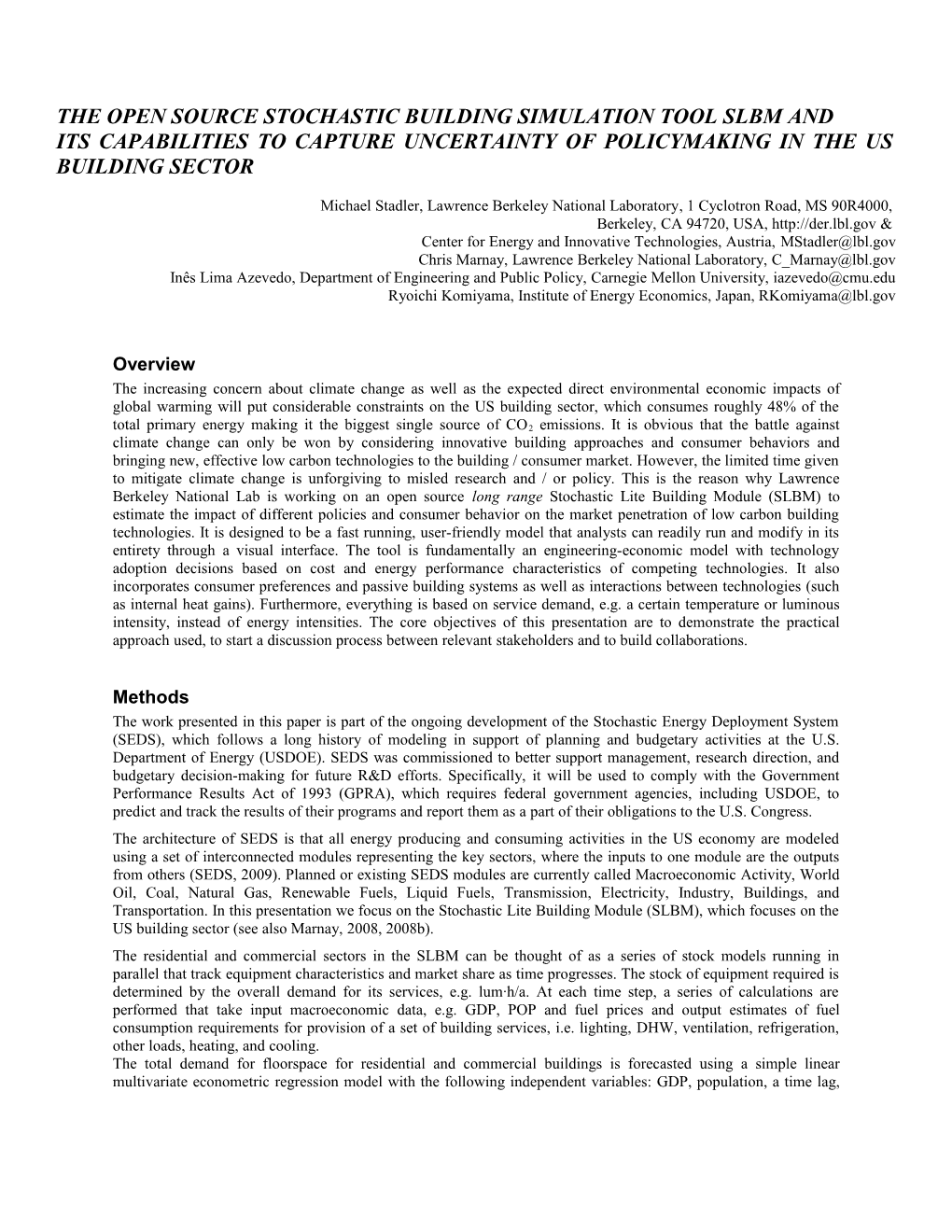 The Open Source Stochastic Building Simulation Tool SLBM And