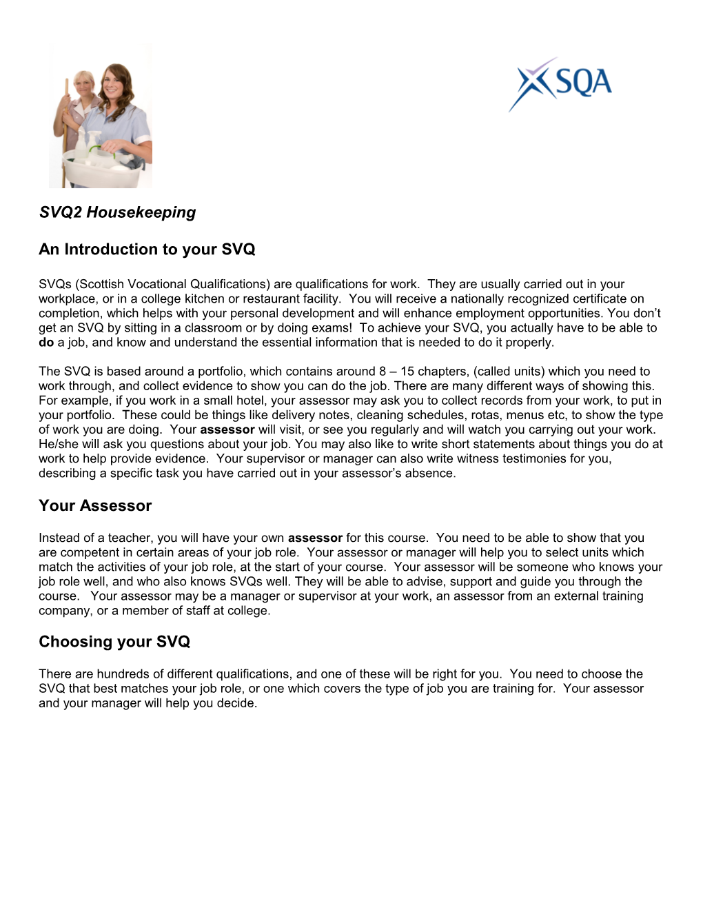 An Introduction to Your SVQ