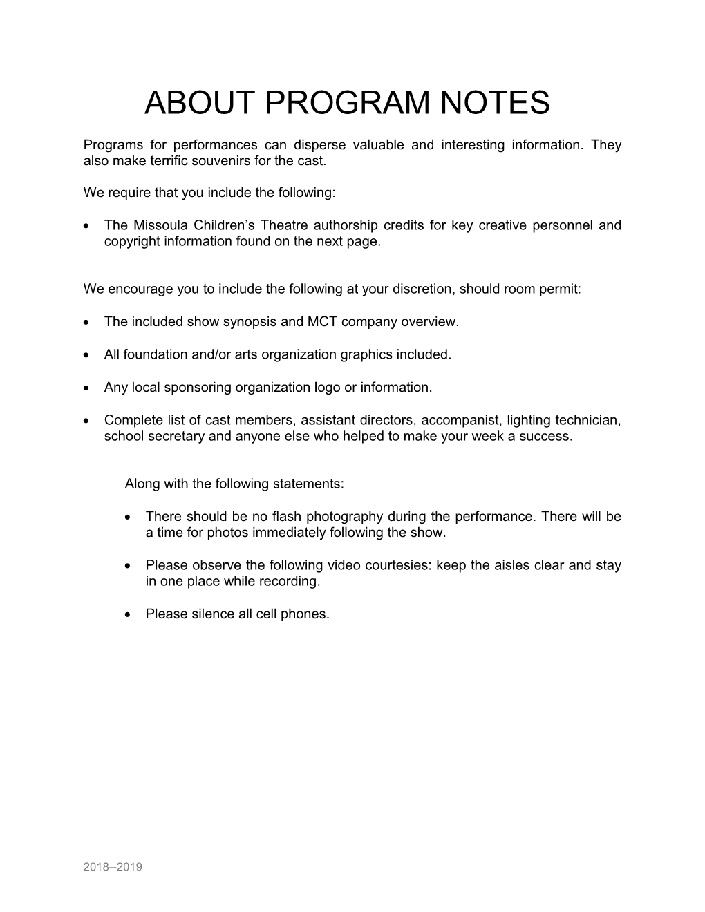 About Program Notes
