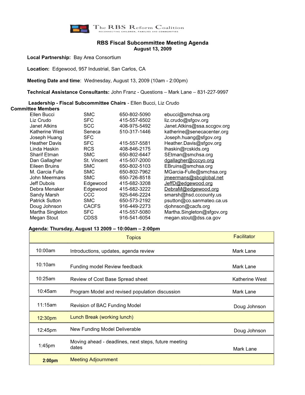 Technical Assistance Agenda Template