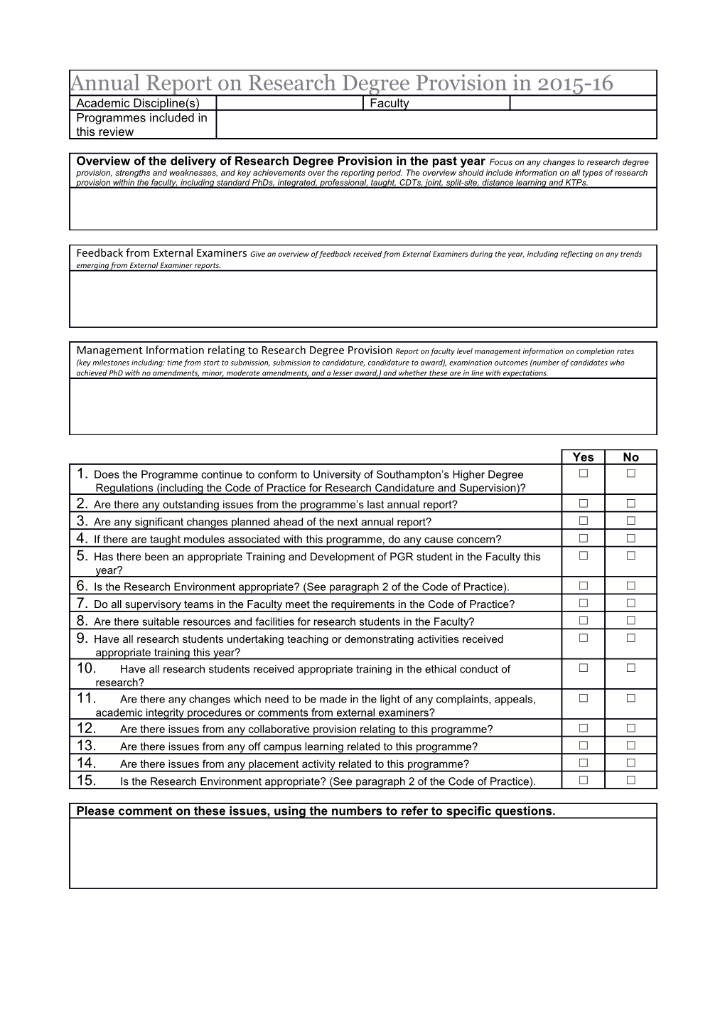 Feedback from External Examinersgive an Overview of Feedback Received from External Examiners