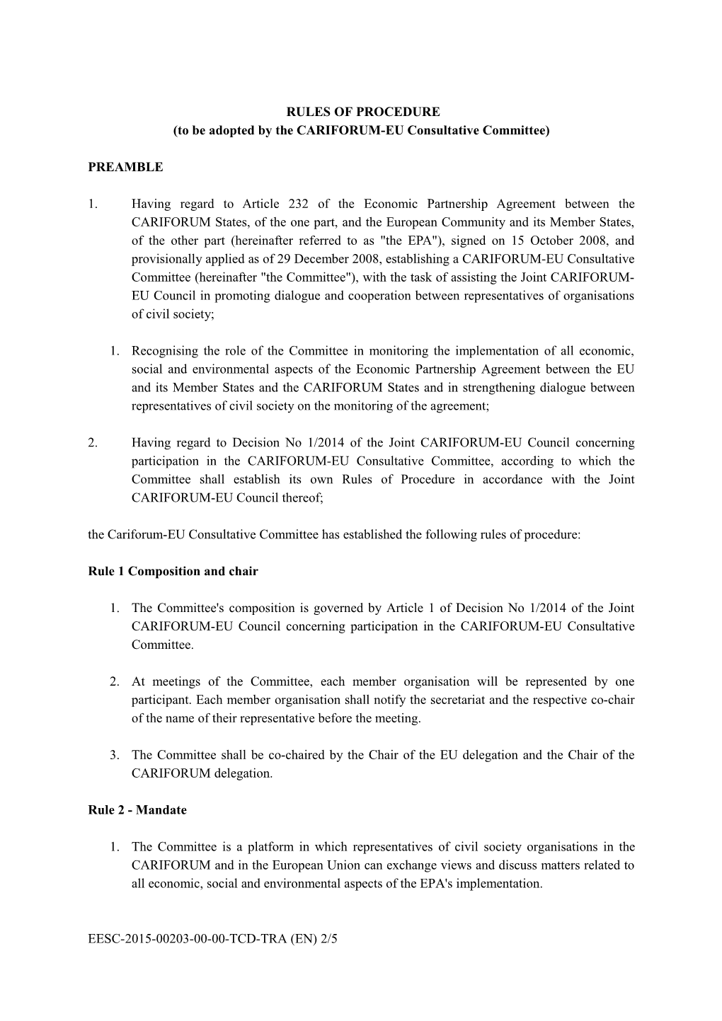 Rules of Procedure EU Consultative Committee
