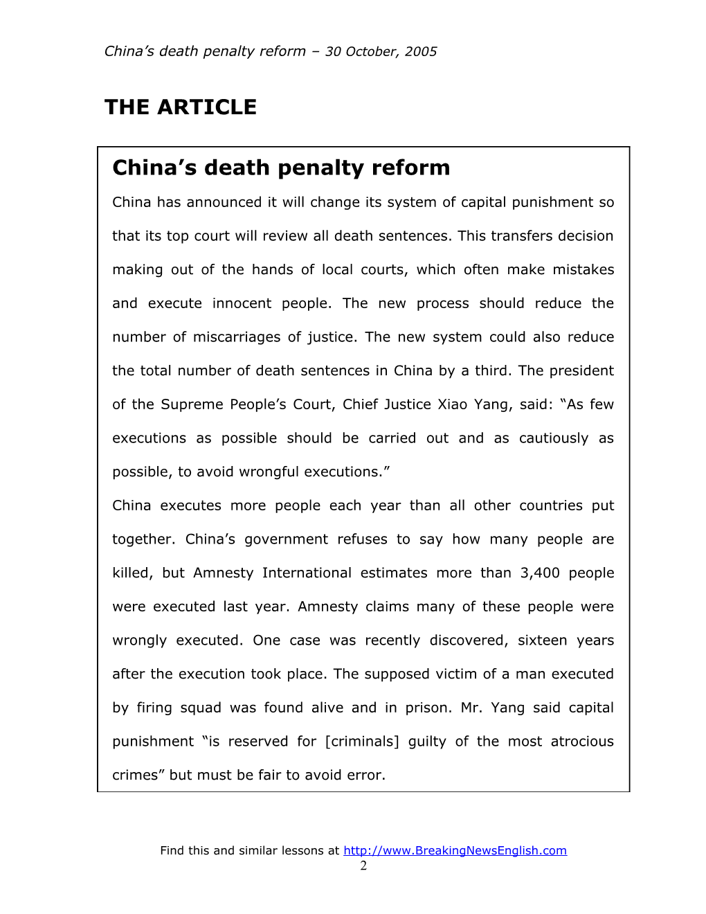 China S Death Penalty Reform