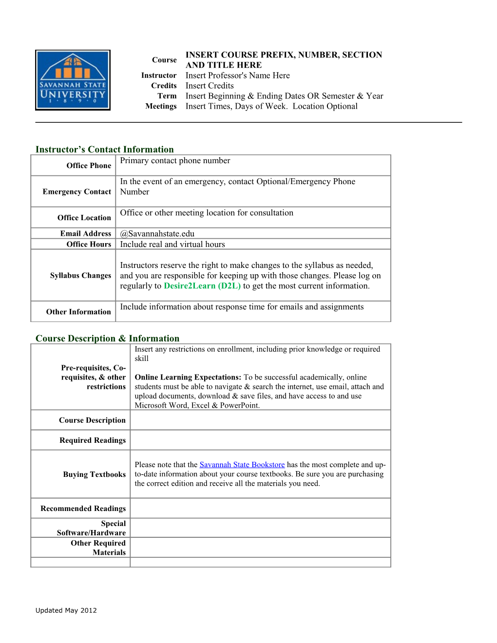 Syllabus Template - Online Learning s3
