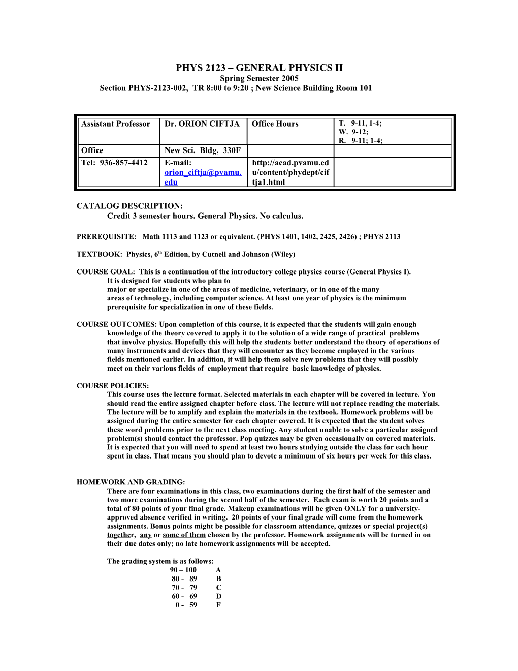 Phys 2014 General Physics s1