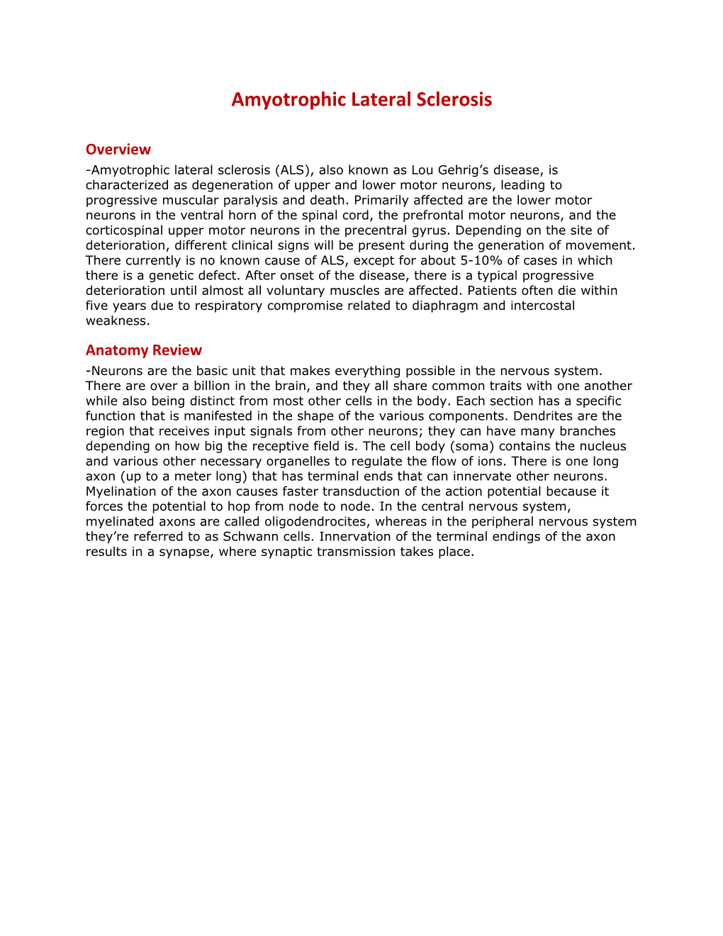 Amyotrophic Lateral Sclerosis