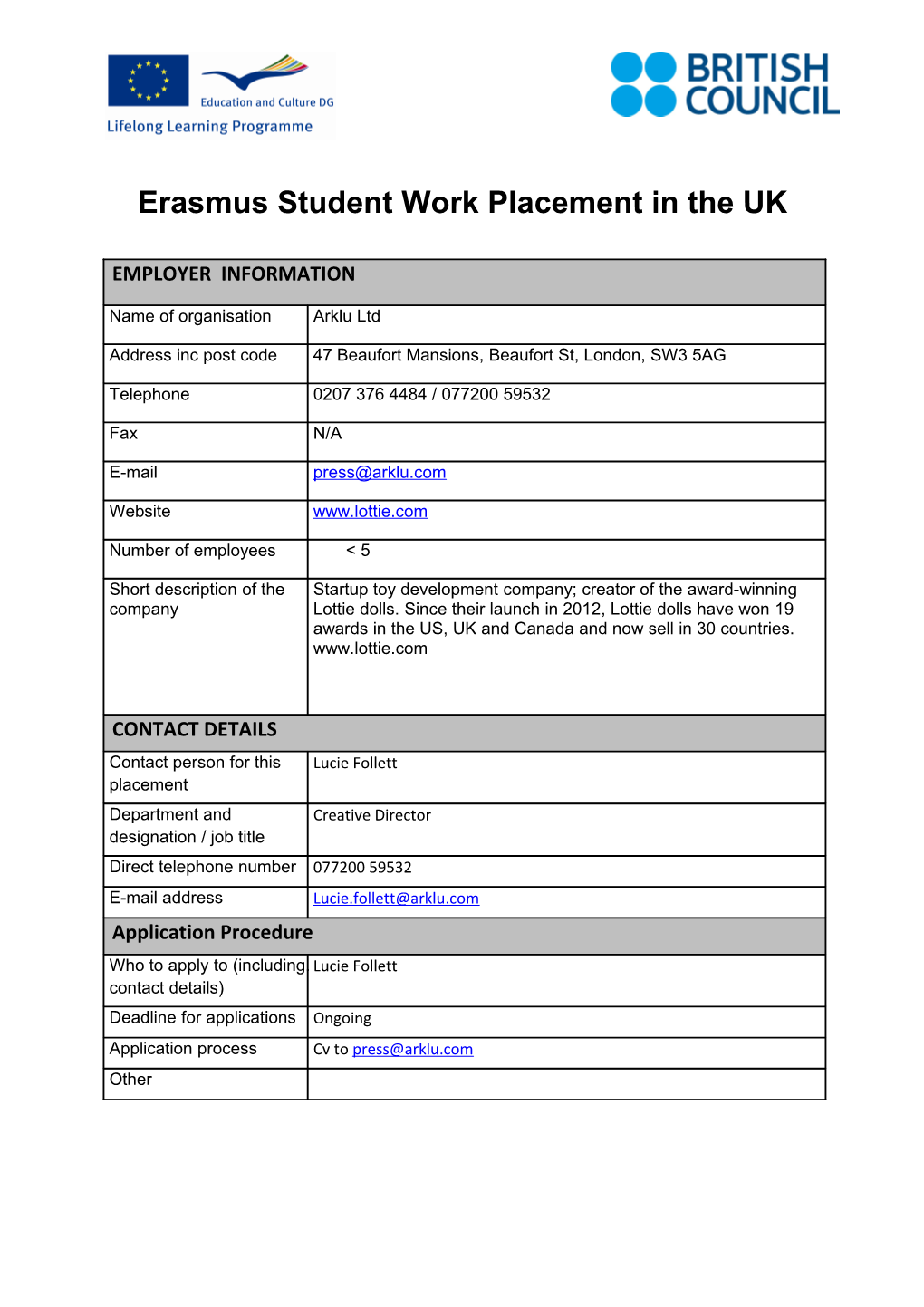 Erasmus Student Work Placement in the UK s3