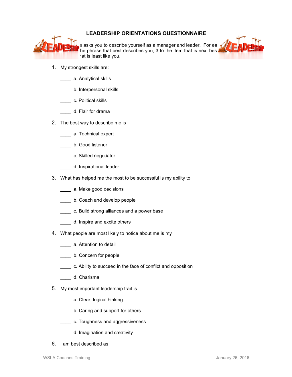 Leadership Orientations Questionnaire