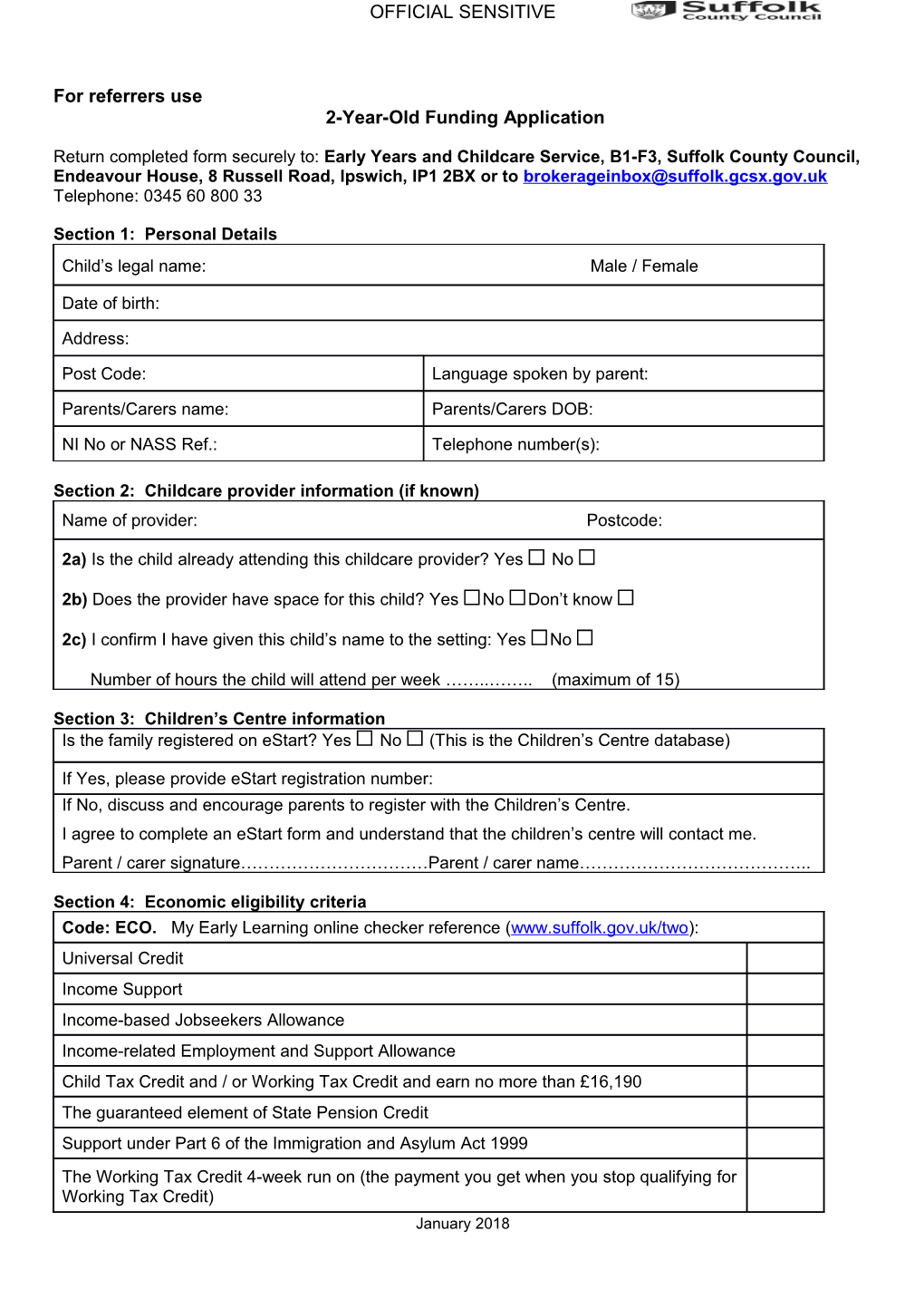 Section 2: Childcare Provider Information (If Known)