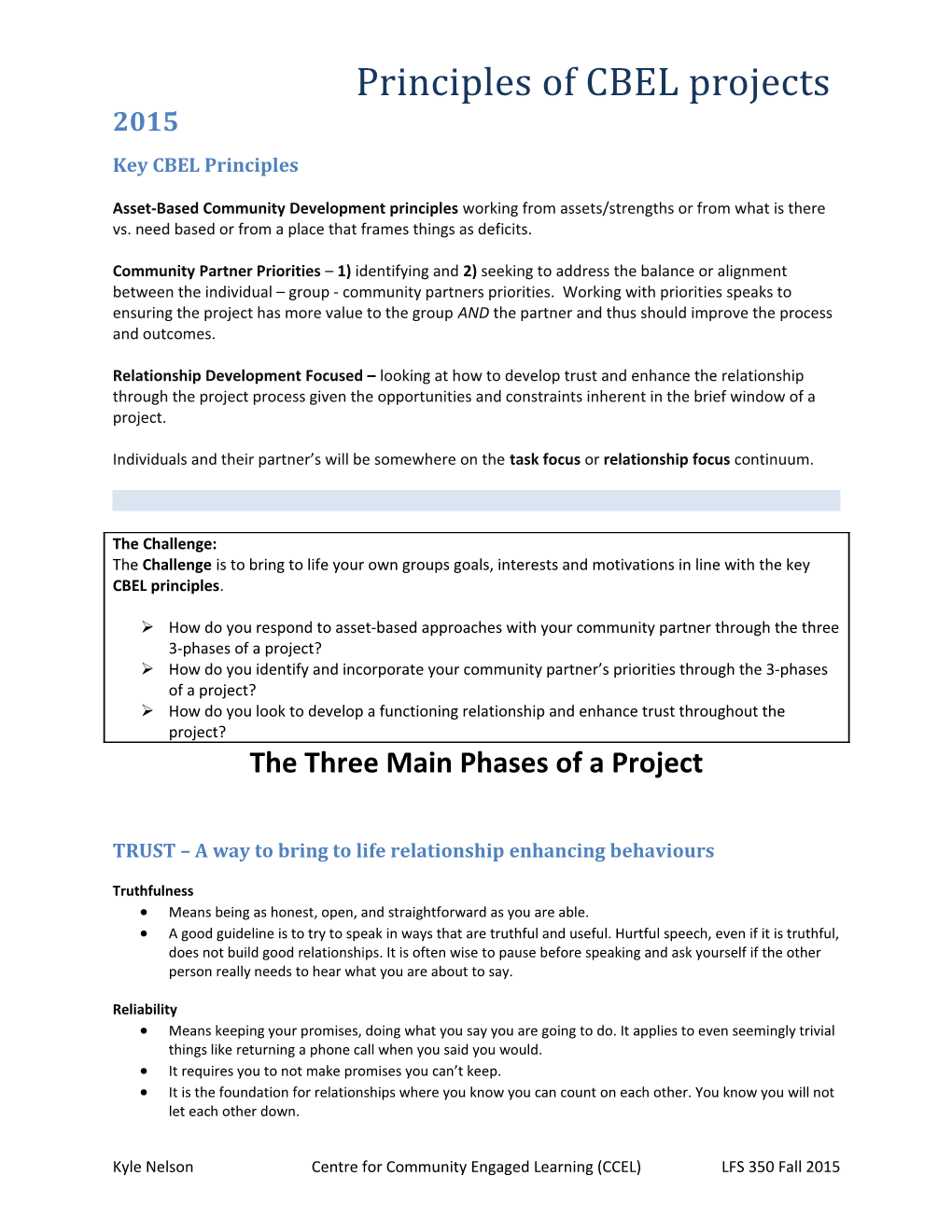 Principles of CBEL Projects