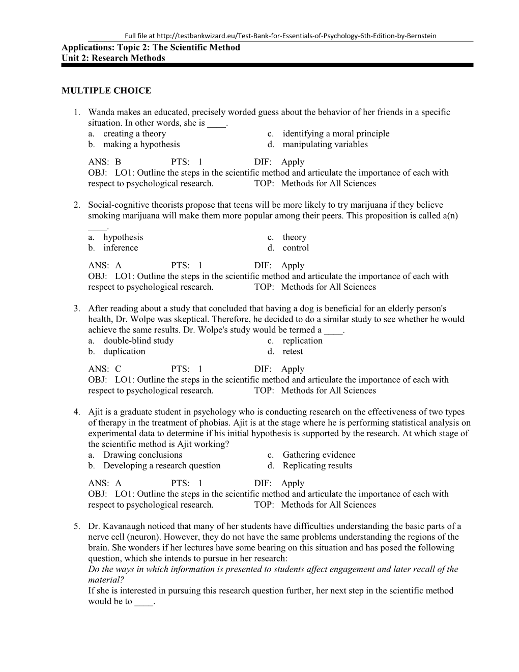 Applications: Topic 2: the Scientific Method