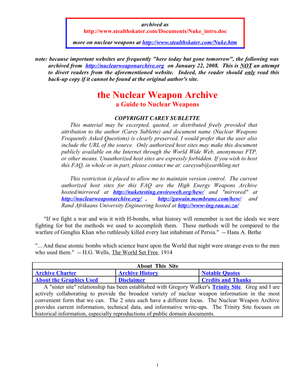 More on Nuclear Weapons At