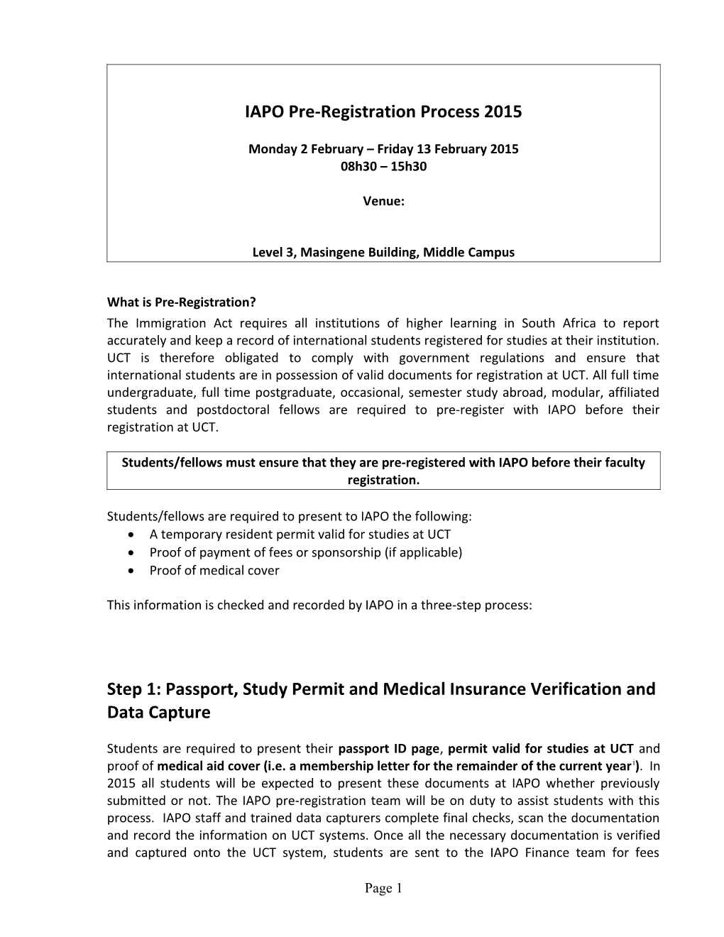 IAPO Pre-Registration Process 2015