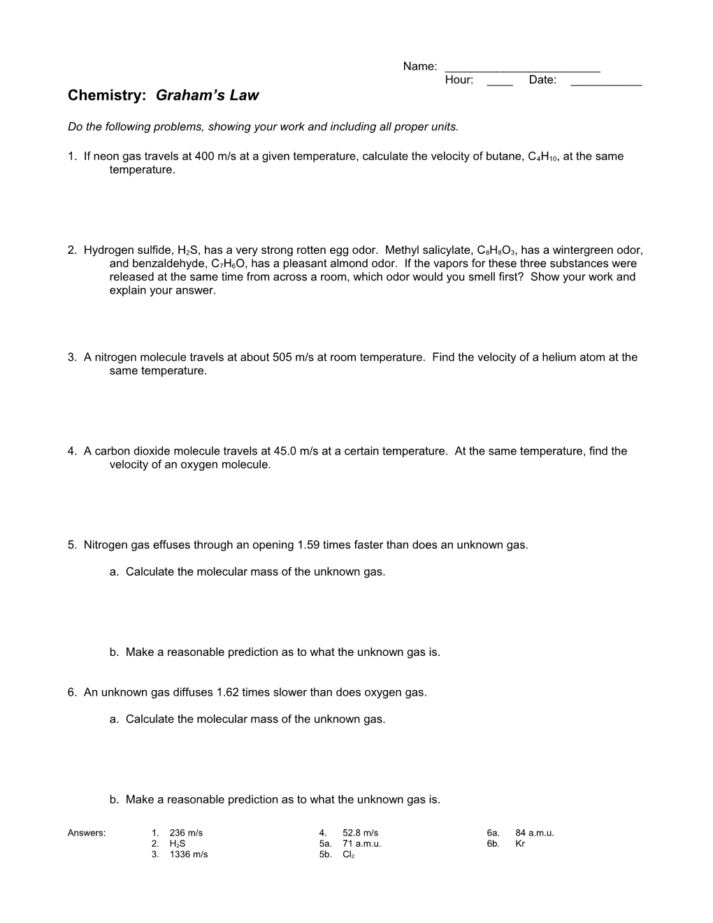 Chemistry: Graham S Law