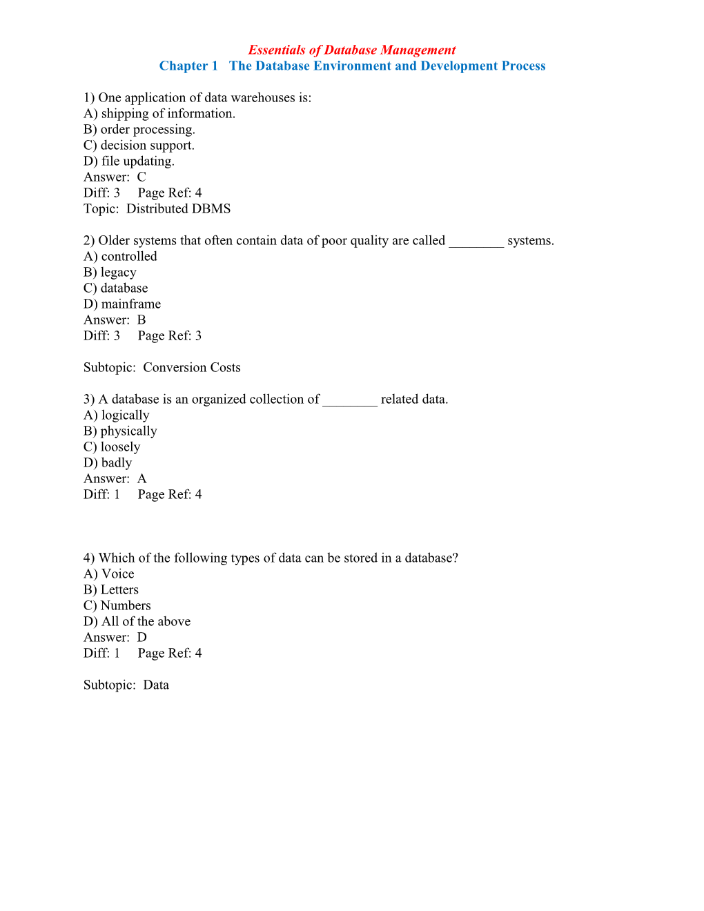 Chapter 1 the Database Environment and Development Process