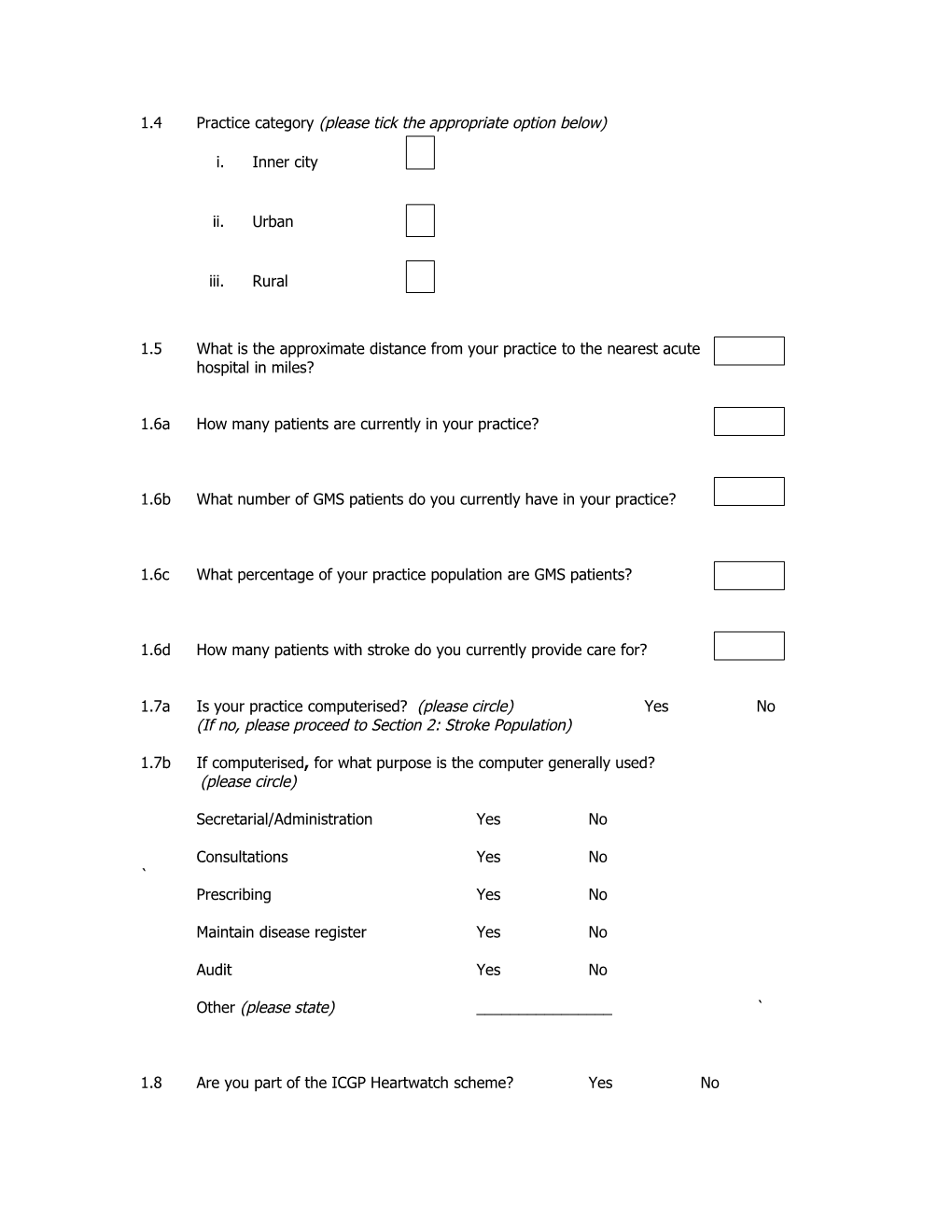 Draft Questionnaire Further Revision Will Follow Discussion with Gps and Piloting