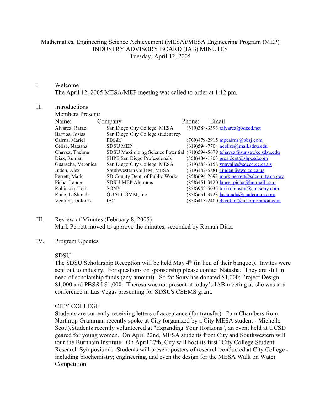 Mathematics, Engineering Science Achievement (MESA)/MESA Engineering Program (MEP)