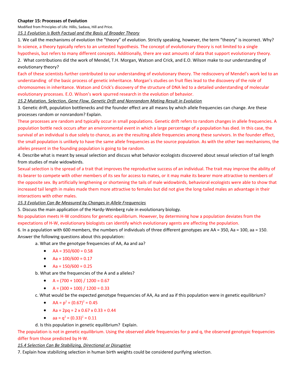 Chapter 15: Processes of Evolution