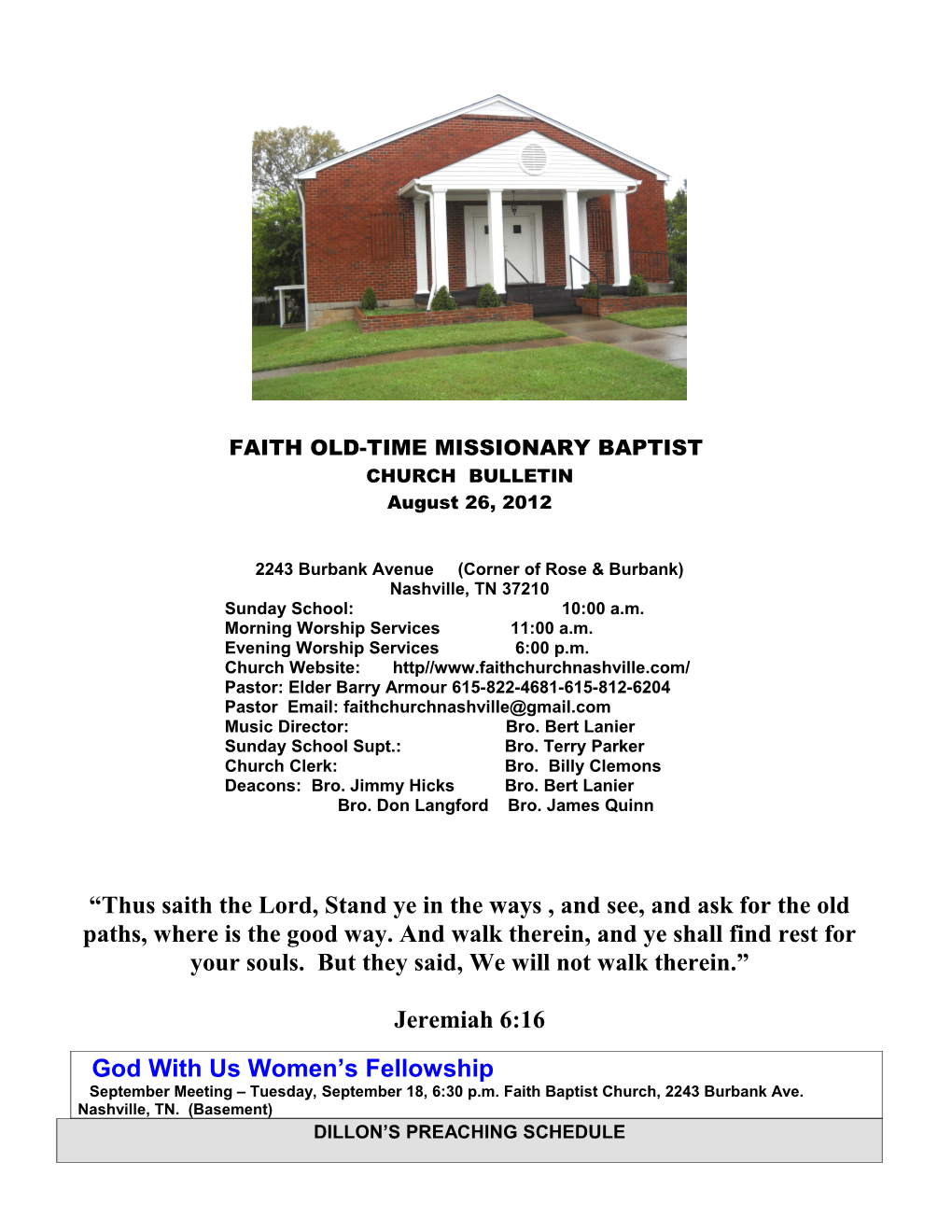Faith Old-Time Missionary Baptist