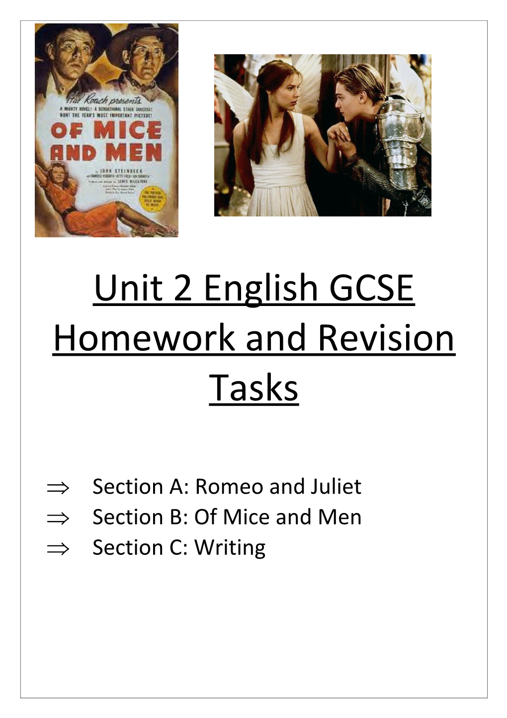 Homework and Revision Tasks