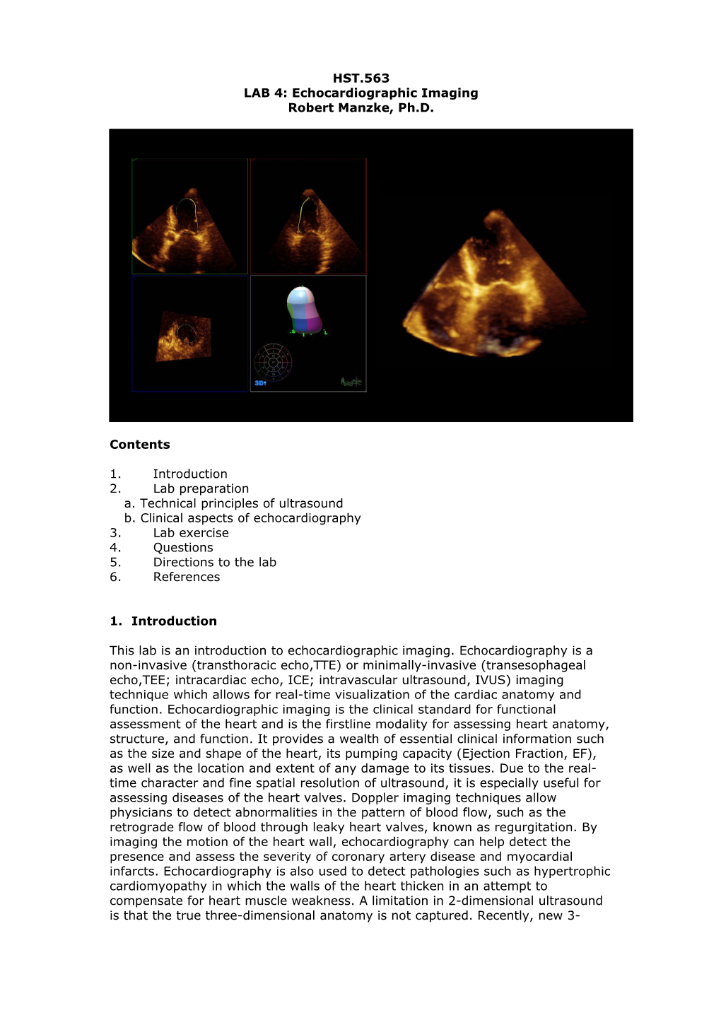 LAB 4: Echocardiographic Imaging